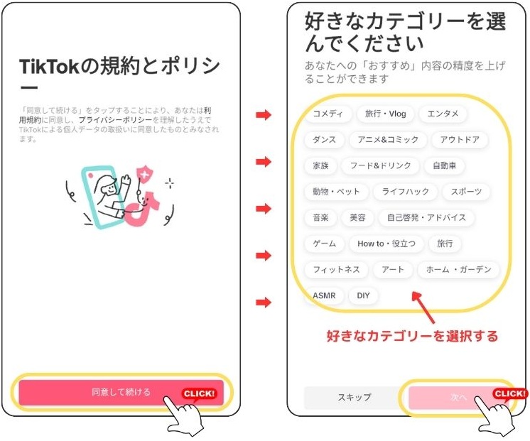 TikTok規約とポリシー、カテゴリー